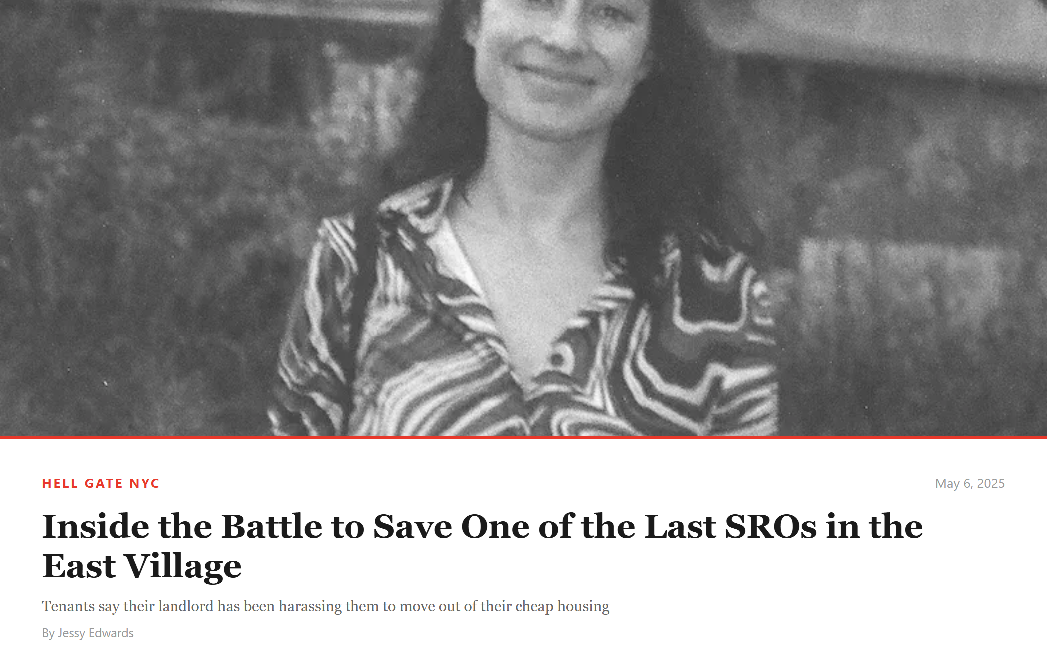 Hell Gate NYC article: Inside the Battle to Save One of the Last SROs in the East Village